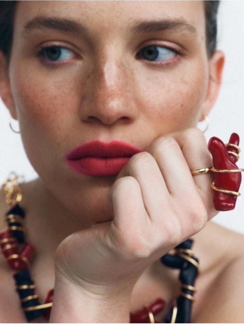 Zara New Faux Coral Statement Ring